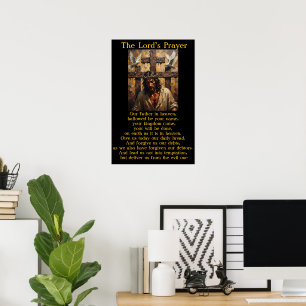 Lord's Prayer Crucifixion Grace Redemption Artwork Poster