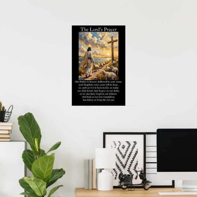 Lord's Prayer Good Shepherd Sheep Sunrise Poster (Home Office)