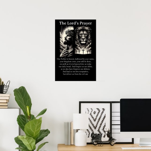  Lord's Prayer Sovereign Grace Monochromatic Art Poster (Home Office)