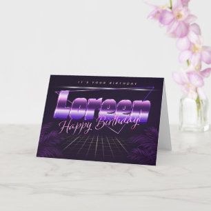 Loreen Name Vorname lila retro Karte Geburtstag Card