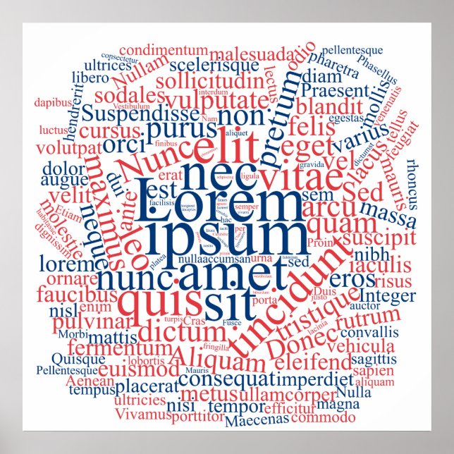 Lorem Ipsum Word Cloud - Red-Blue version Poster (Front)