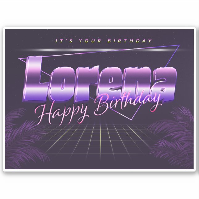 Lorena Name First name lila retro Sticker Birthday (Front)