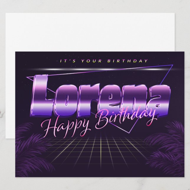 Lorena Name First Name lilac retro card birthday (Front/Back)