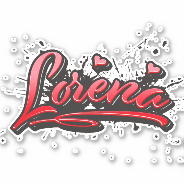 Lorena red Heart Graffiti Sticker (Front)