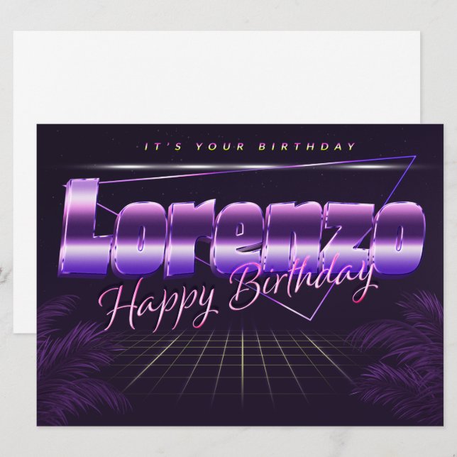 Lorenzo Name First name pura retro card Birthday (Front/Back)