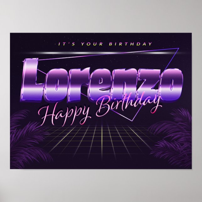 Lorenzo Name First Name pura retro poster Birthday (Front)