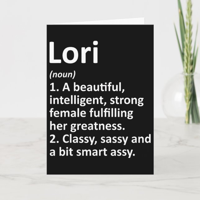 Lori Definition Personalised Name Funny Christmas  Card (Front)