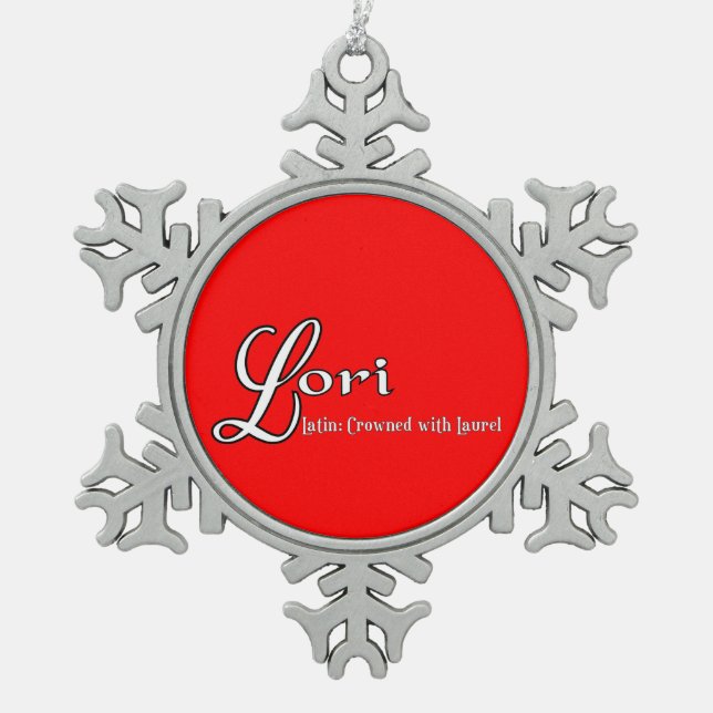 Lori Snowflake Pewter Christmas Ornament (Front)