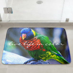Lorikeet Bird Live Life In Colour Red Blue Green Bath Mat