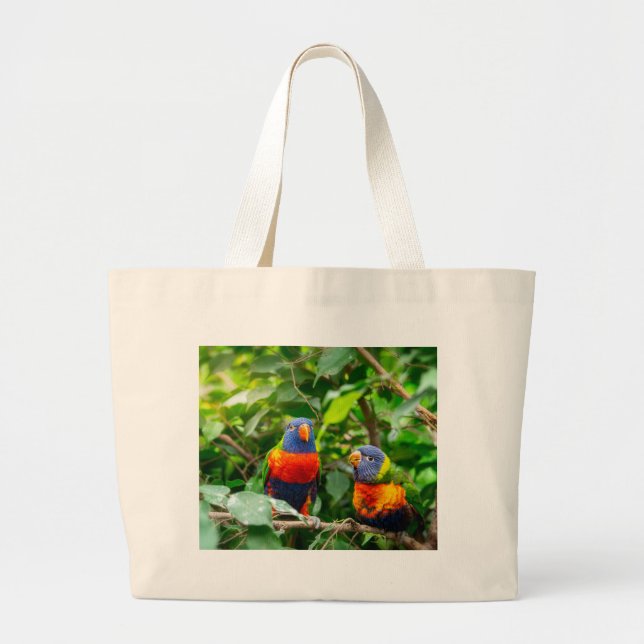 Lorikeet parrot couple large tote bag (Front)