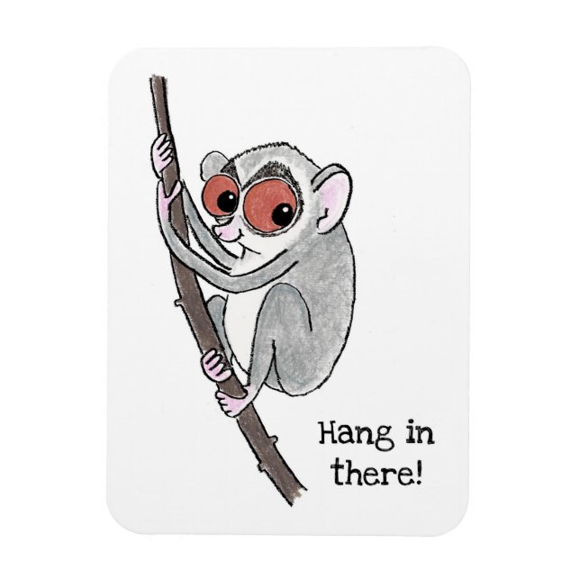 Loris 'hang in there' fridge magnet (Vertical)