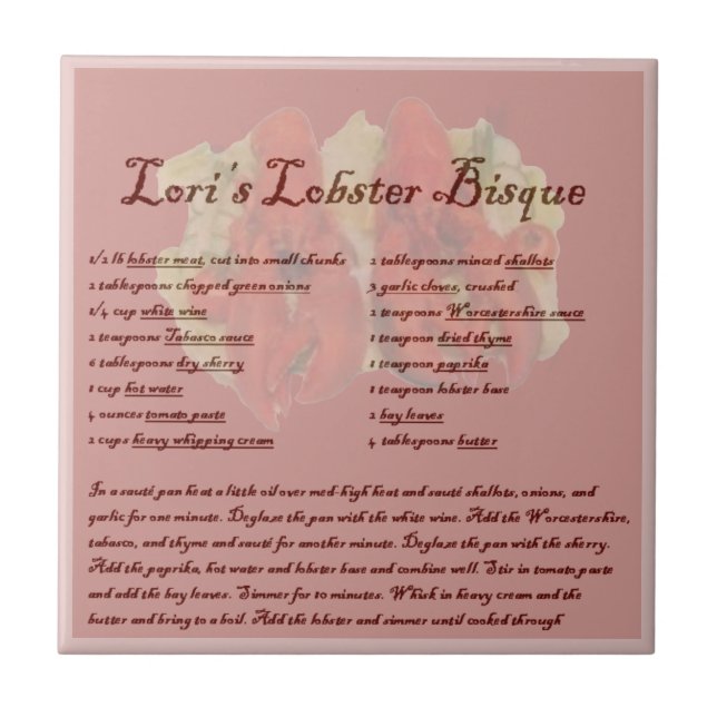 Lori's Lobster Bisque Ceramic Tile (Front)