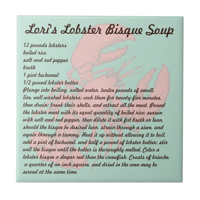 Lori's Lobster Bisque Soup Tile (Front)
