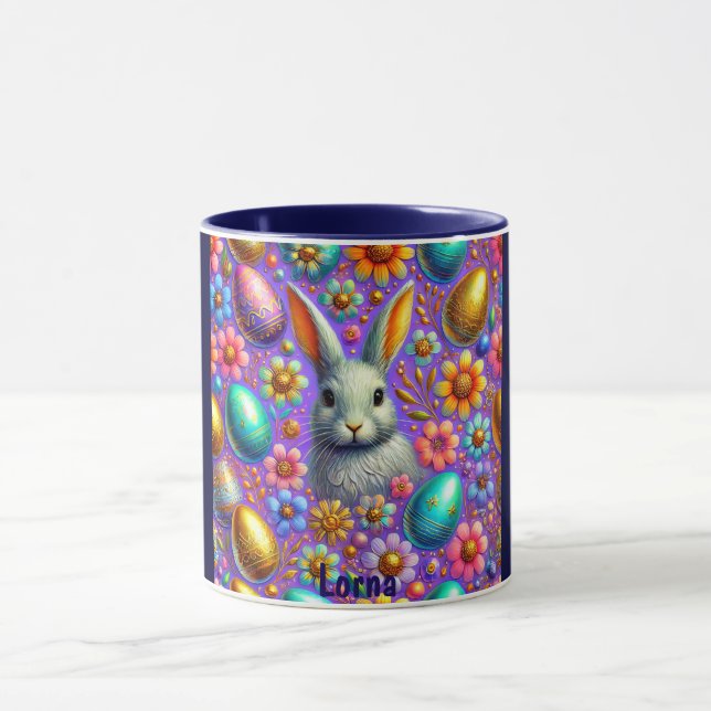 LORNA ~ EASTER BUNNY Eggs Flowers ~ Mug (Center)