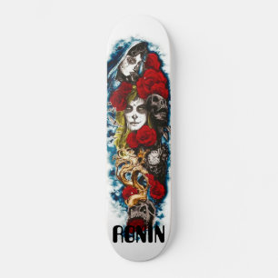 Lorona Skulls Roses Girl Clouds Death Skateboard