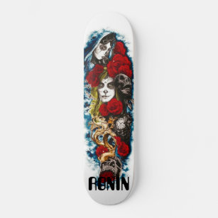 Lorona Skulls Roses Girl Clouds Death Skateboard 