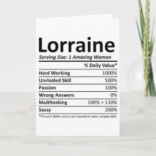 Lorraine Nutrition Personalised Name Funny Christm Card