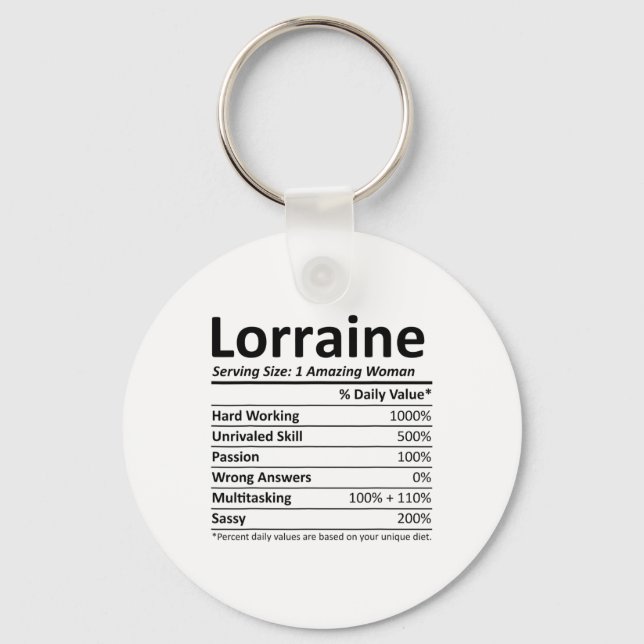 Lorraine Nutrition Personalised Name Funny Christm Key Ring (Front)