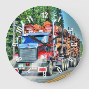 Lorry Driver's Logging Truck Wall Clock