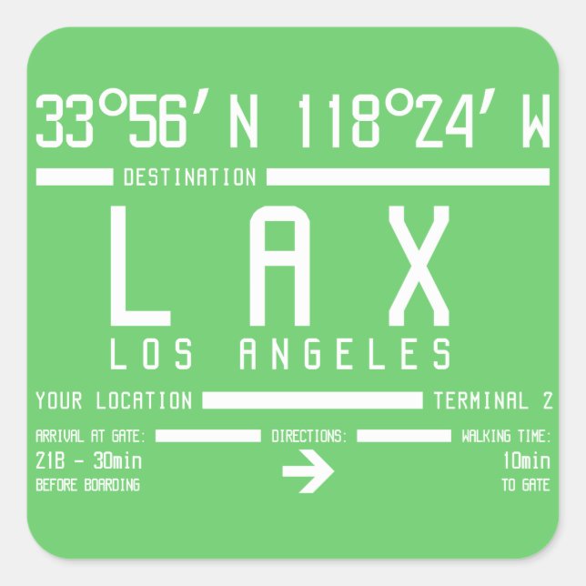 Los Angeles Airport Code Square Sticker (Front)
