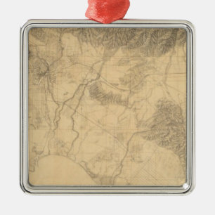 Los Angeles and San Bernardino Topography Metal Tree Decoration