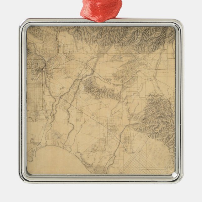 Los Angeles and San Bernardino Topography Metal Tree Decoration (Front)