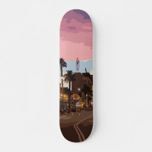Los Angeles At Night purple club Skateboard