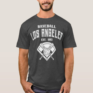Los Angeles Baseball Est 1883 Vintage White Text T-Shirt