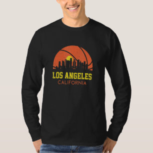 Los Angeles Basketball Fan Retro La City Skyline T-Shirt