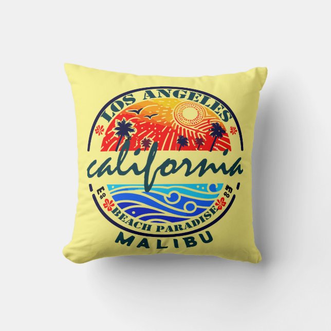 Los Angeles Beach Paradise Tour and Travel Cushion (Front)