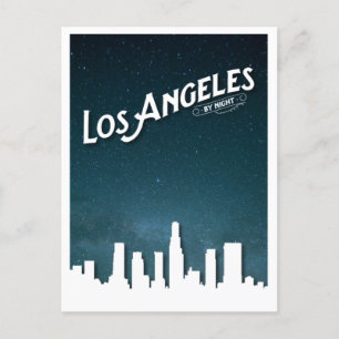 Los Angeles by Night Skyline - Los Angeles, Ca Holiday Postcard