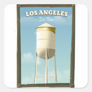 Los Angeles By train poster Square Sticker