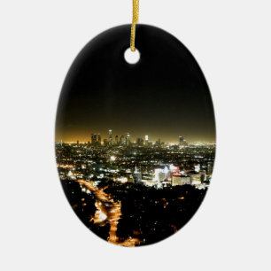 Los Angeles, CA Beautiful Nighttime Ceramic Tree Decoration
