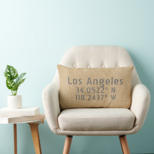 Los Angeles CA Latitude Longitude Lumbar Cushion