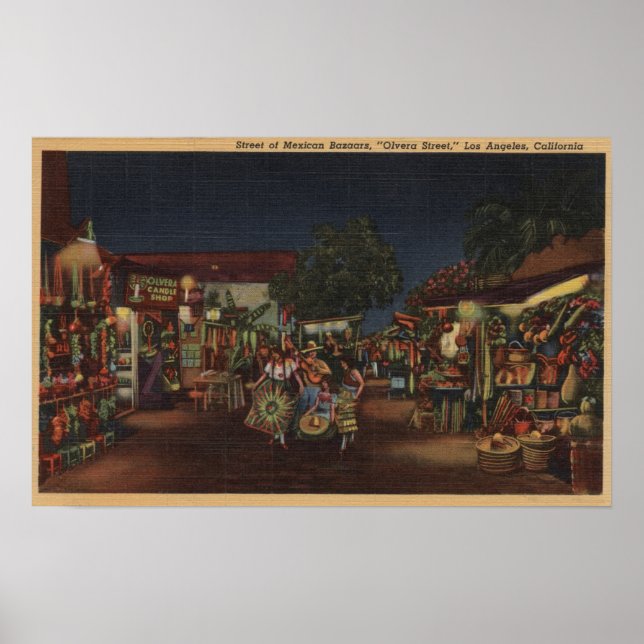 Los Angeles, CA - Olvera Street Poster (Front)