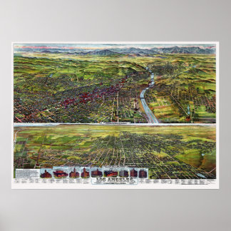 Los Angeles, CA Panoramic Map - 1894 Poster