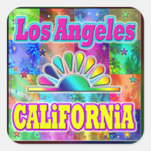 Los Angeles CA Sun & Palms Sticker