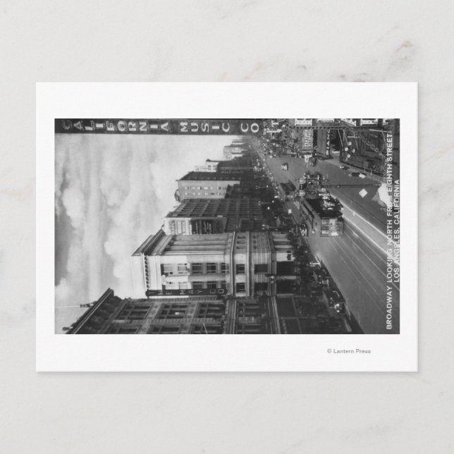 Los Angeles, CA View of Broadway Looking North Postcard (Front)