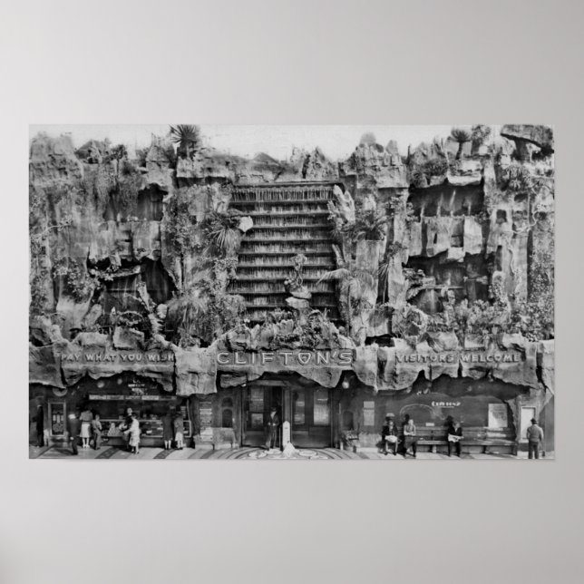 Los Angeles, CA View of Clifton's Pacific Seas Poster (Front)