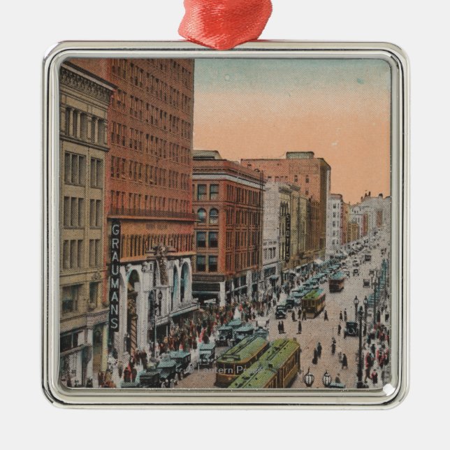Los Angeles, CABroadway from 4th Street View Metal Ornament (Front)