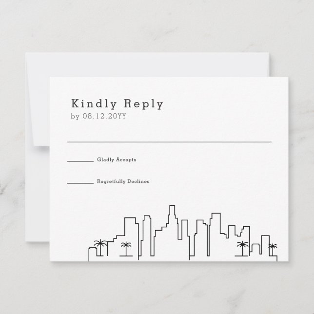 Los Angeles, Cali Wedding | Stylised Skyline RSVP Card (Front)