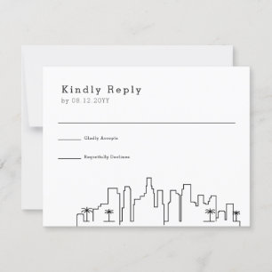 Los Angeles, Cali Wedding   Stylised Skyline RSVP Card
