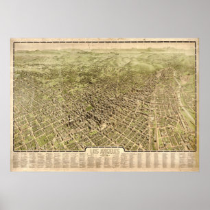 Los Angeles California 1909 Antique Panoramic Map Poster