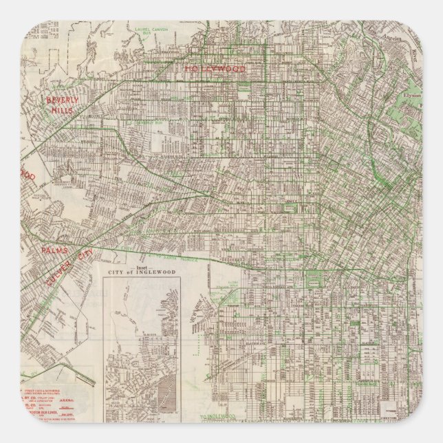 Los Angeles, California 2 Square Sticker (Front)