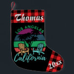 Los Angeles California Beach Chairs Sunset Small Christmas Stocking<br><div class="desc">Los Angeles California Beach Chairs Sunset Sunset Palm Tree Small Christmas Stocking.  Enjoy a beach vacation Christmas. Hang these adorable stockings by the chimney for a stocking full of goodies on Christmas morning.</div>