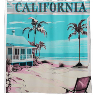 Los Angeles california beach home decor  Shower Curtain