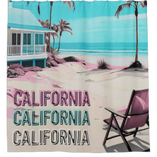 Los Angeles california beach home decor  Shower Curtain