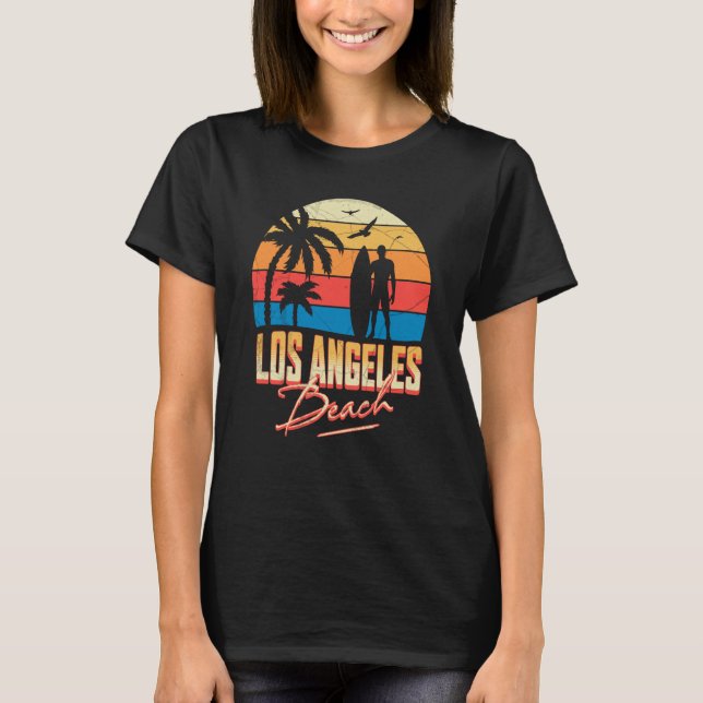 Los Angeles California Beach Surfing Surf Summer V T-Shirt (Front)