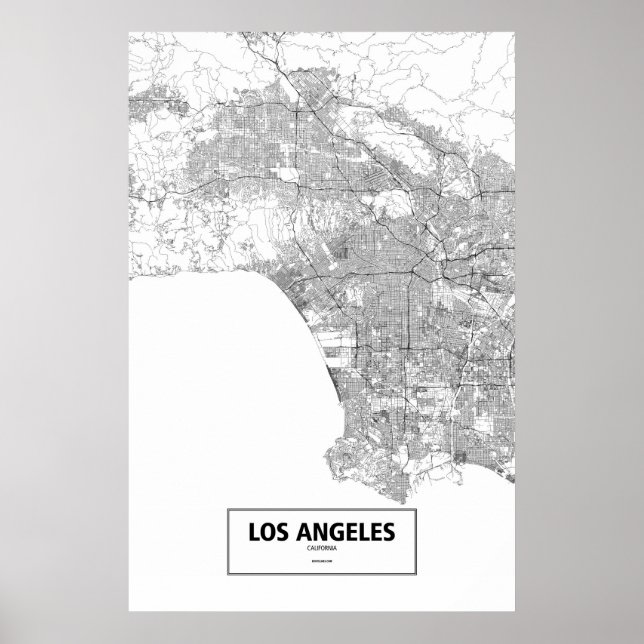 Los Angeles, California (black on white) Poster (Front)