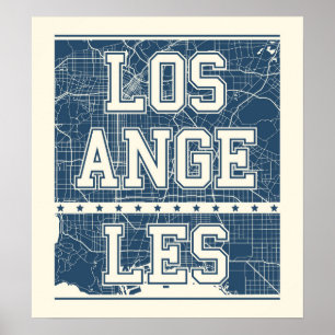 Los Angeles, California   Blue City Map Poster
